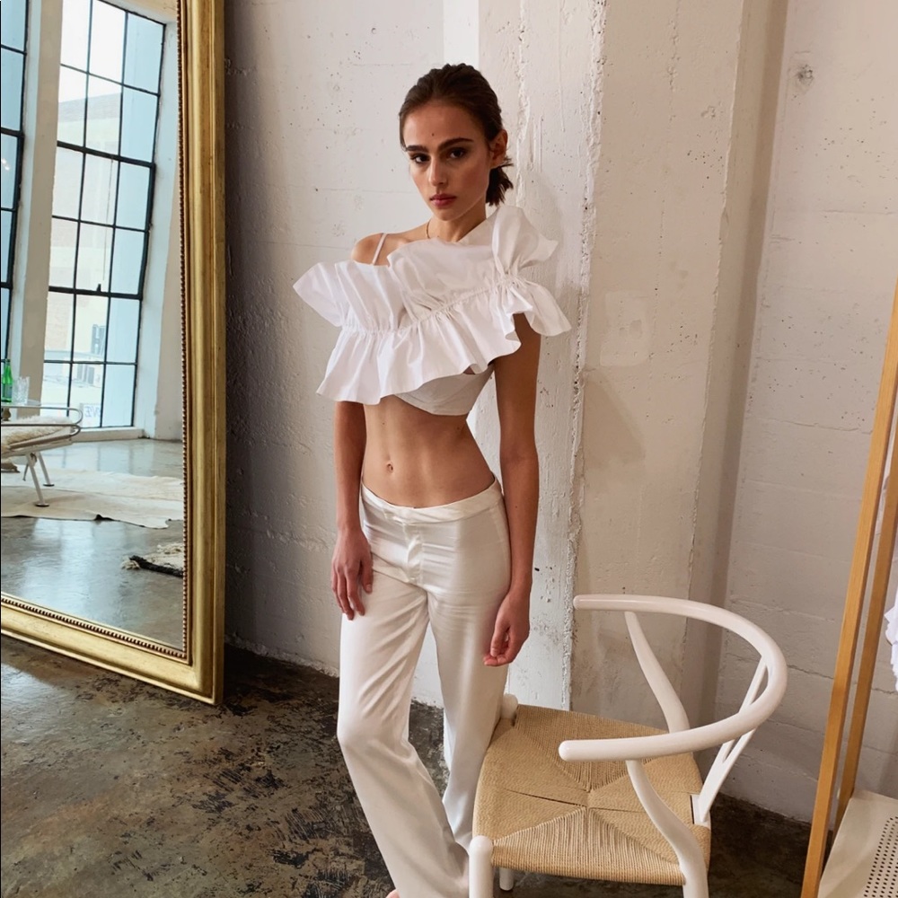 ARE YOU AM I Odile top 100% cotton made in USA size XS white - worn one time